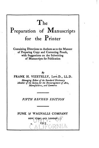 Cover for The Preparation of Manuscripts for the Printer