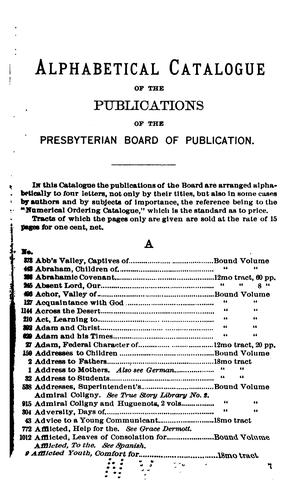 Cover for Descriptive Catalogue of the Publications of the Presbyterian Board of Publication: With ...
