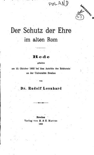 Cover for Der Schutz der Ehre im alten Rom