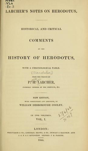 Cover for Larcher's Notes on Herodotus