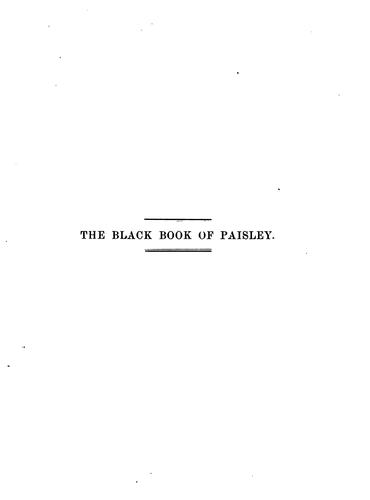 Cover for The Black book of Paisley, and other manuscripts of the Scotichronicon