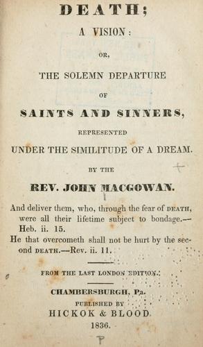 Cover for Death; a vision