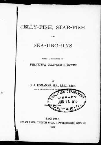 Cover for Jelly-fish, star-fish and sea-urchins