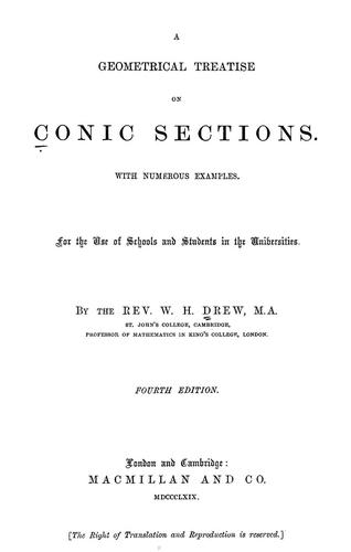 Cover for A geometrical treatise on conic sections