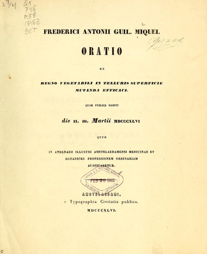 Cover for Oratio de regno vegetabili in telluris superficie mutanda efficaci
