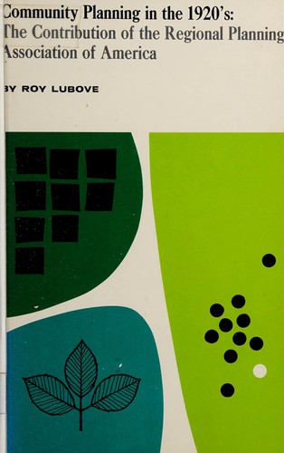 Cover for Community planning in the 1920's.