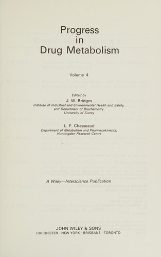Cover for Progress in Drug Metabolism