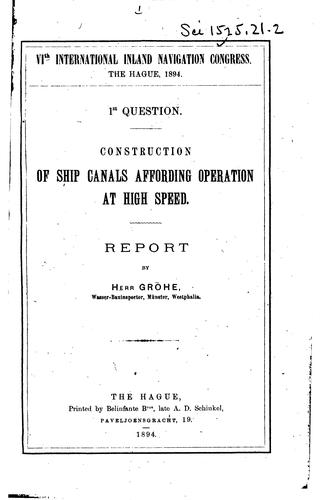 Cover for VIth International Inland Navigation Congress, The Hague, 1894: Reports