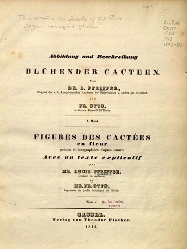 Cover for Abbildung und Beschreibung blühender Cacteen.