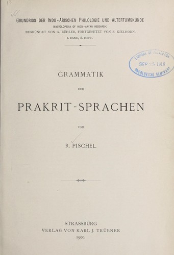 Cover for Grammatik der Prakrit-Sprachen