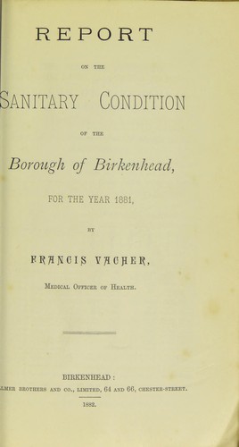 Cover for Report on the sanitary condition of the borough of Birkenhead, for the year 1880