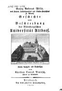 Cover for Geschichte und Beschreibung der nürnbergischen Universität Altdorf