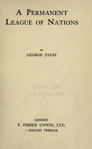 Cover for A permanent League of Nations
