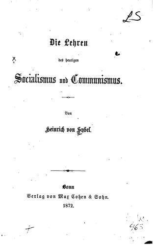 Cover for Die Lehren des heutigen Socialismus und Communismus