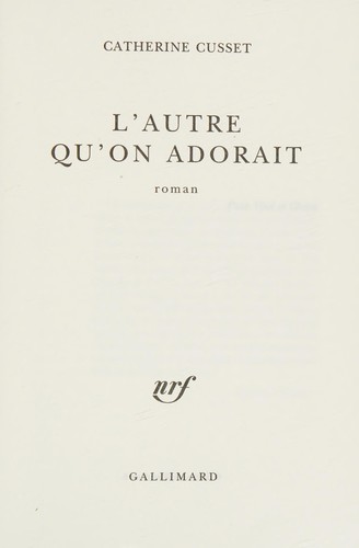 Cover for L'autre qu'on adorait