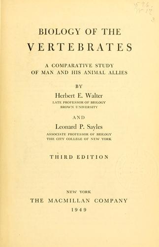 Cover for Biology of the vertebrates