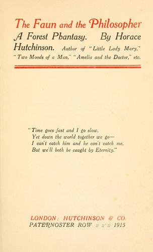 Cover for The Faun and the philosopher