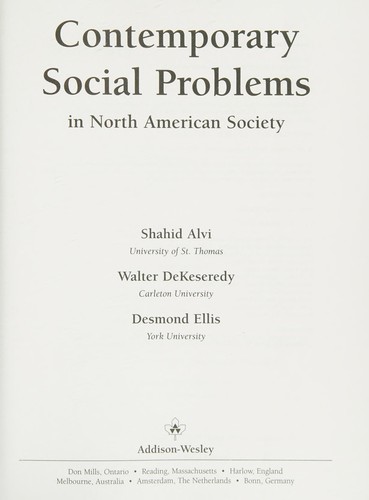 Cover for Contemporary Social Problems in North American Society