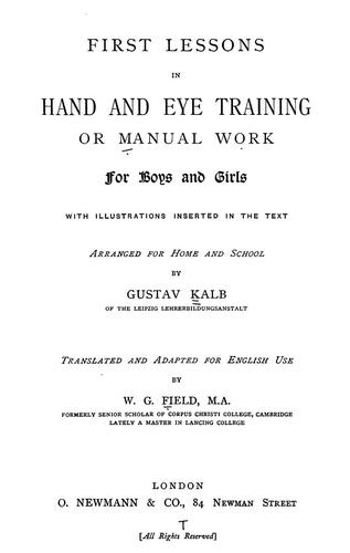 Cover for First lessons in hand and eye training, or, Manual work for boys and girls