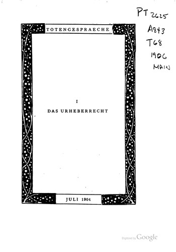 Cover for Totengespräche.