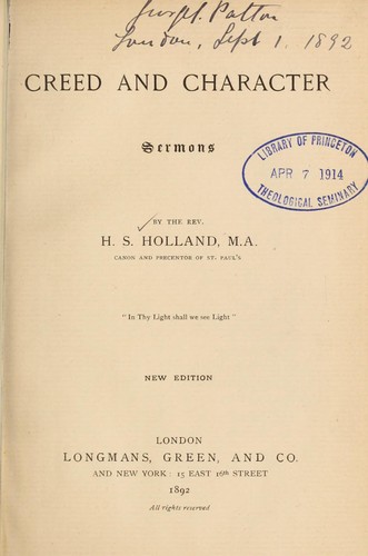 Cover for Creed and character