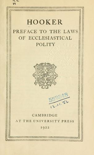 Cover for Preface to the Laws of ecclesiastical polity.