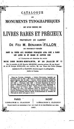 Cover for Catalogue des monuments typographiques et d'un choix de livres rares et ...