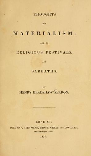 Cover for Thoughts on materialism