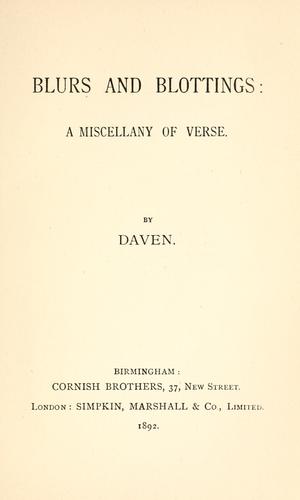 Cover for Blurs and blottings