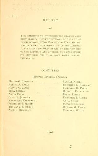 Cover for Report of the Committee to investigate the charges made