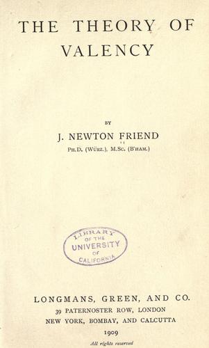 Cover for The theory of valency