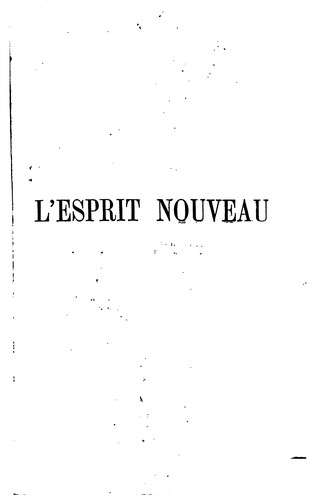 Cover for L'esprit nouveau