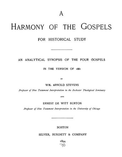 Cover for A harmony of the gospels for historical study