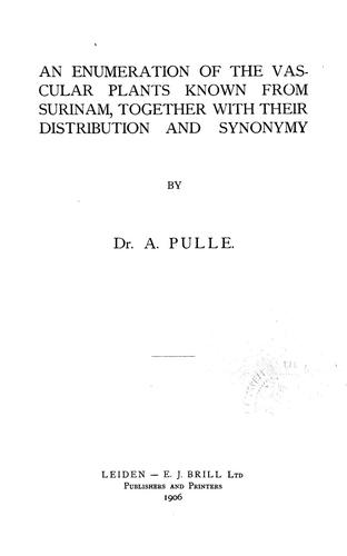 Cover for An enumeration of the vascular plants known from Surinam