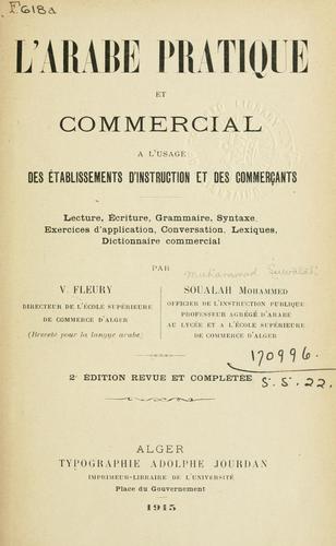 Cover for arabe pratique et commercial à l'usage des établissements d'instruction et des commerçants