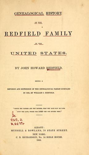 Cover for Genealogical history of the Redfield family in the United States