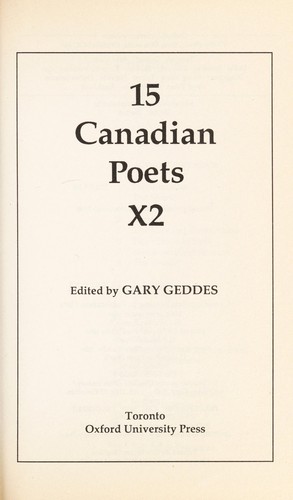 Cover for 15 Canadian poets X2