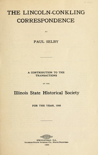 Cover for The Lincoln-Conkling correspondence
