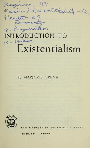 Cover for Introduction to existentialism