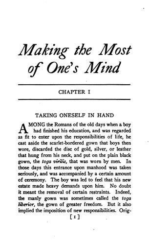Cover for Making the most of one's mind