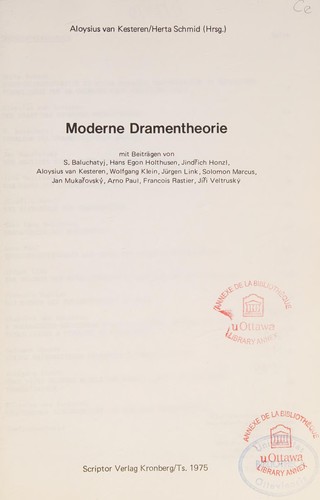 Cover for Moderne Dramentheorie