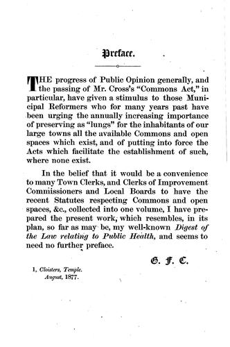 Cover for A Digest of the Law Relating to Commons, and Open Spaces, Including Public ...