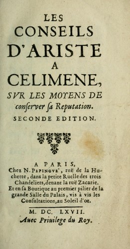 Cover for Les conseils d'Ariste a Celimene
