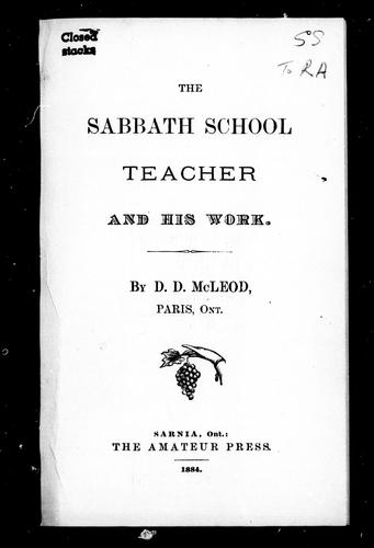 Cover for The Sabbath school teacher and his work