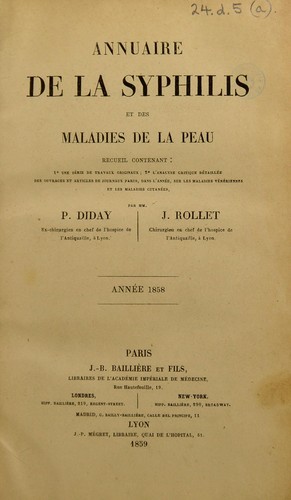 Cover for Annuaire de la syphilis et des maladies de la peau
