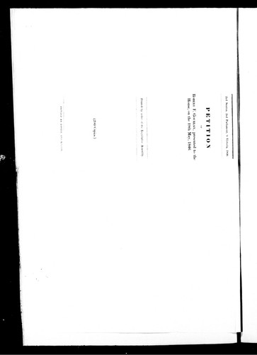Cover for Petition of Robert F. Gourlay, presented, 19th May 1846