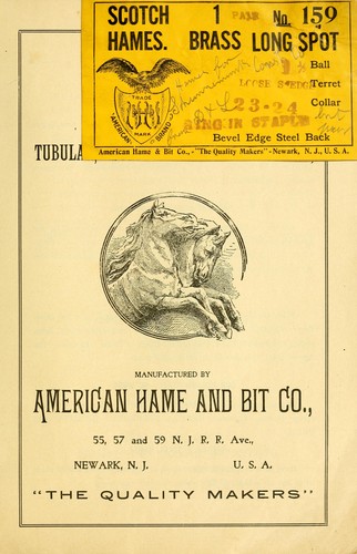Cover for No. 2 illustrated price list of tubular, scotch and steel hames