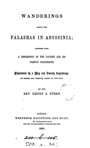 Cover for Wanderings among the Falashas in Abyssinia; together with a description of the country and its ...