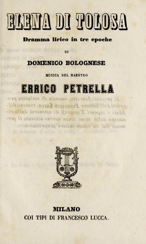 Cover for Elena di tolosa