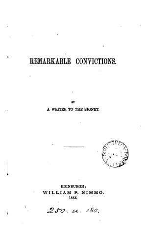 Cover for Remarkable convictions, by a Writer to the signet